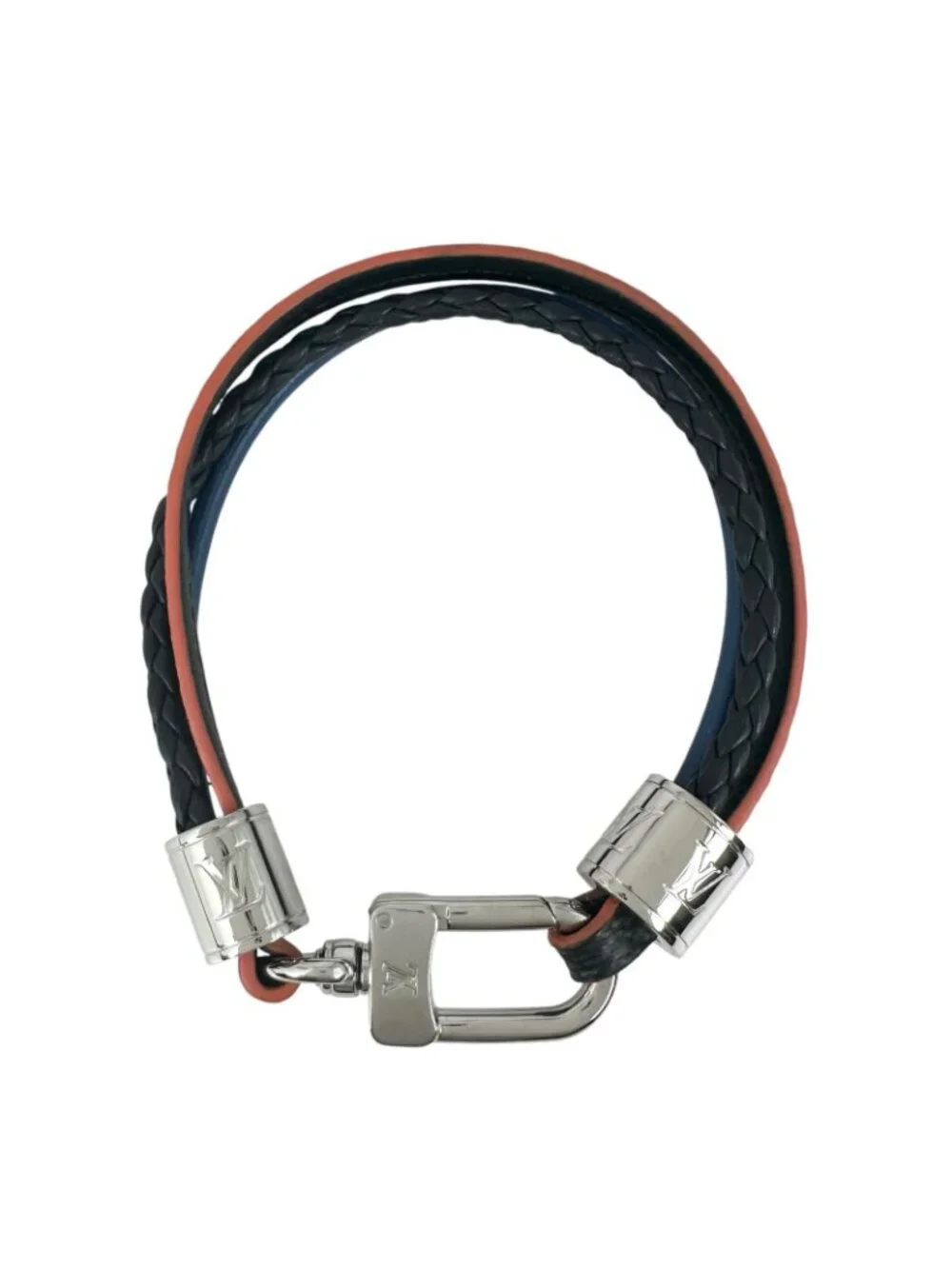Louis Vuitton Bracelet LV Treble Damier Graphite Leather Metal Gray Black Blue